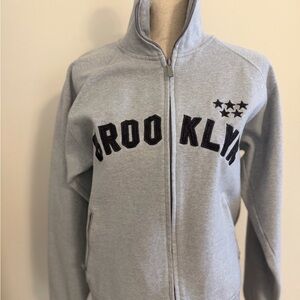 Brooklyn Embroidered Grey Zip-Up Jacket